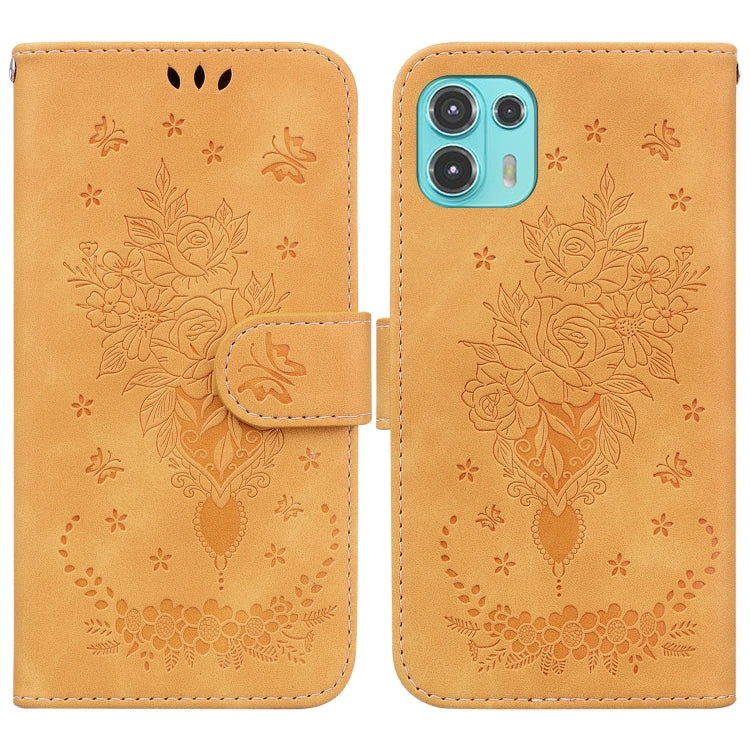 For Motorola Edge 20 Lite Butterfly Rose Embossed Leather Phone Case