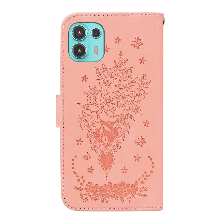 For Motorola Edge 20 Lite Butterfly Rose Embossed Leather Phone Case