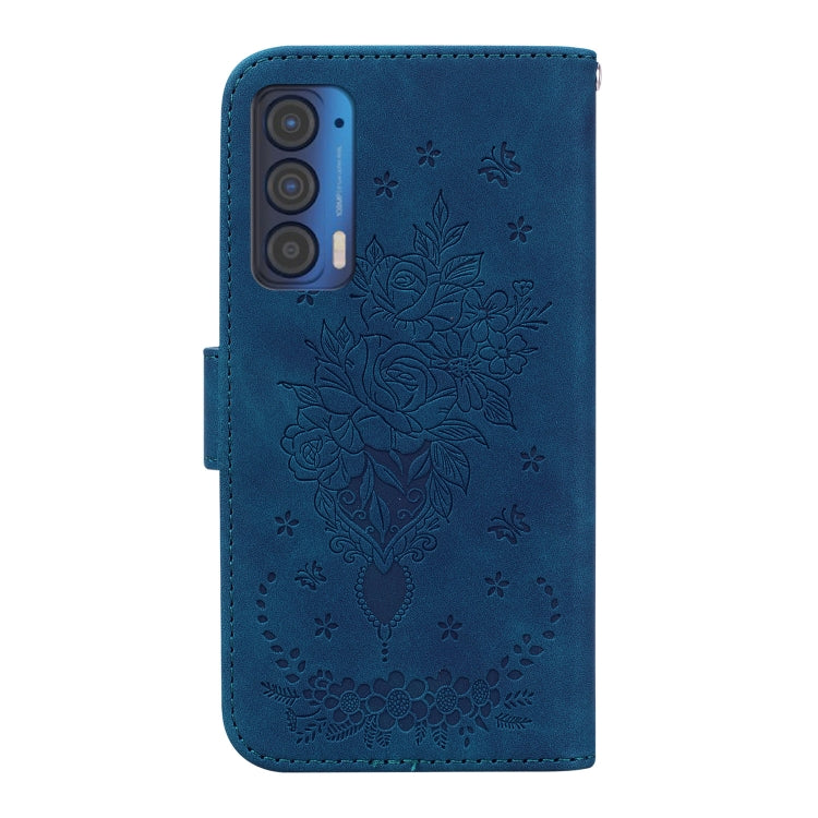 For Motorola Edge 2021 Butterfly Rose Embossed Leather Phone Case