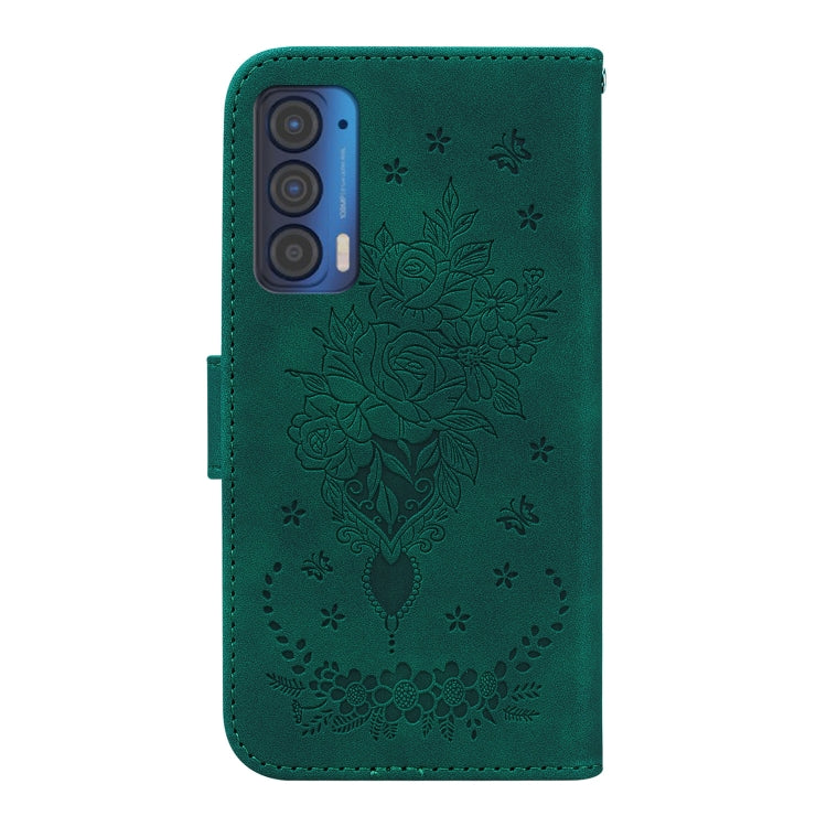 For Motorola Edge 2021 Butterfly Rose Embossed Leather Phone Case