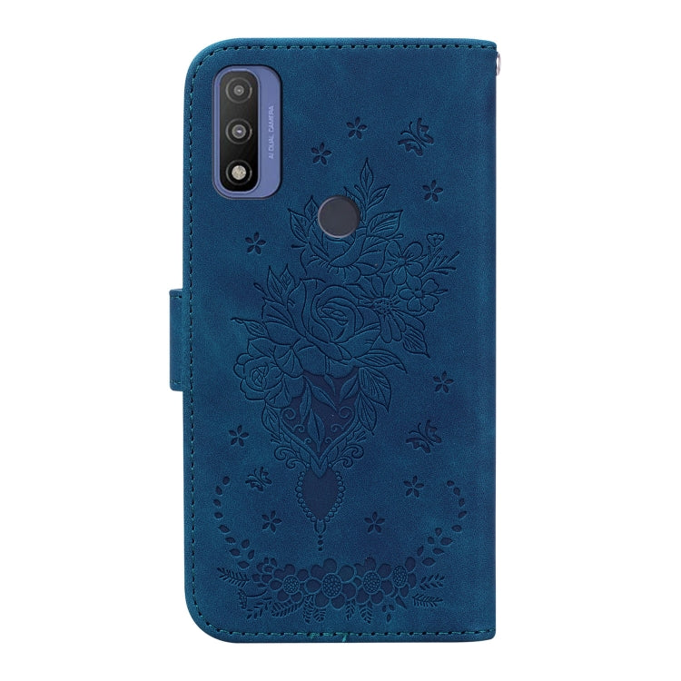 For Motorola Moto G9 Play / E7 Plus Butterfly Rose Embossed Leather Phone Case