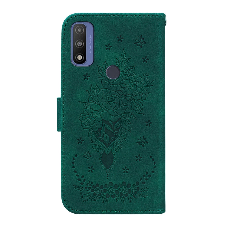 For Motorola Moto G9 Play / E7 Plus Butterfly Rose Embossed Leather Phone Case