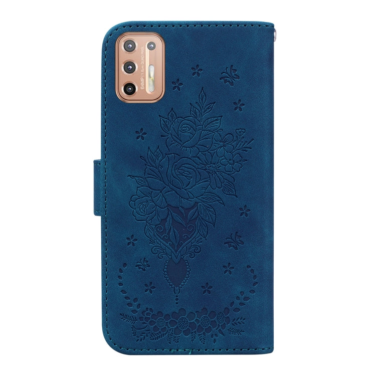 For Motorola Moto G30 / G10 / G20 Butterfly Rose Embossed Leather Phone Case
