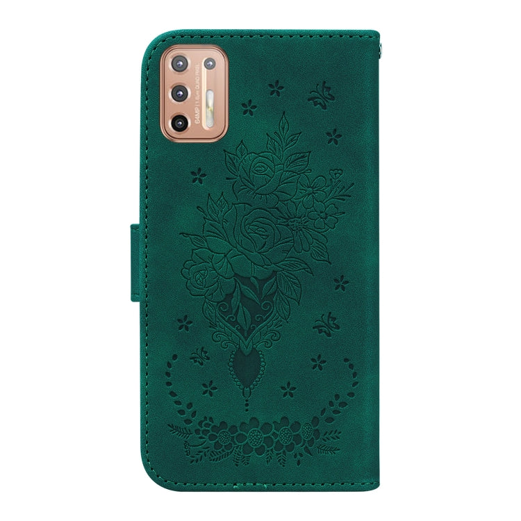 For Motorola Moto G30 / G10 / G20 Butterfly Rose Embossed Leather Phone Case