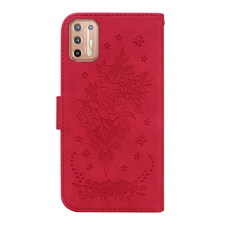 For Motorola Moto G30 / G10 / G20 Butterfly Rose Embossed Leather Phone Case