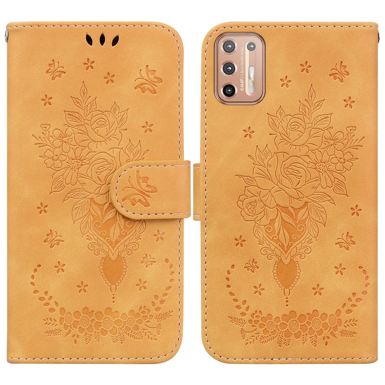 For Motorola Moto G30 / G10 / G20 Butterfly Rose Embossed Leather Phone Case