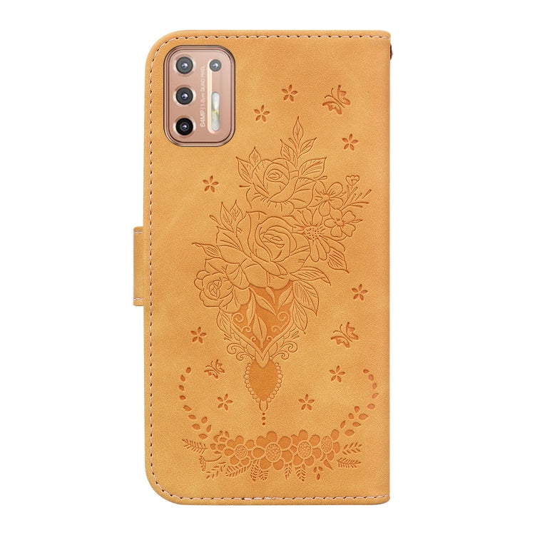 For Motorola Moto G30 / G10 / G20 Butterfly Rose Embossed Leather Phone Case