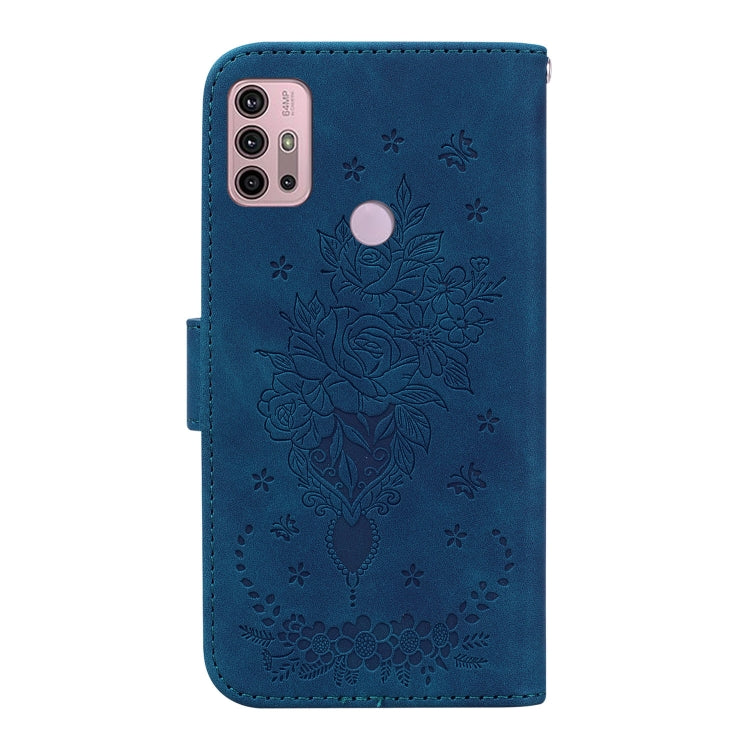For Motorola Moto G31 / G41 Butterfly Rose Embossed Leather Phone Case