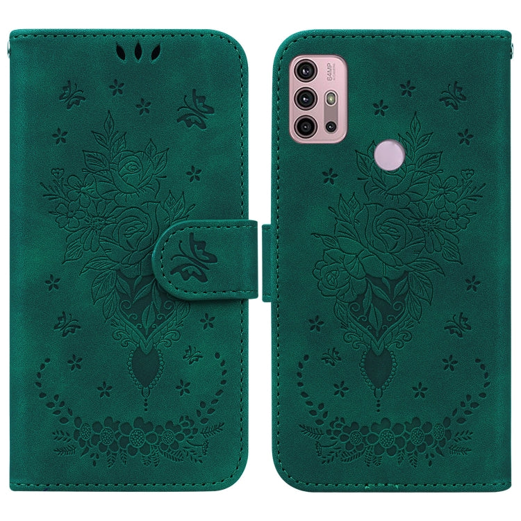 For Motorola Moto G31 / G41 Butterfly Rose Embossed Leather Phone Case