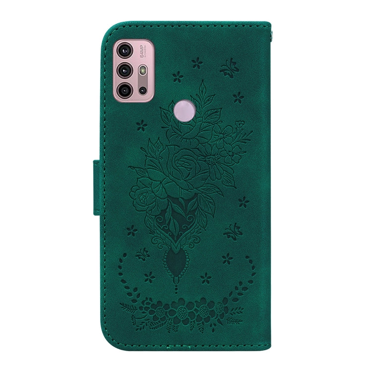For Motorola Moto G31 / G41 Butterfly Rose Embossed Leather Phone Case