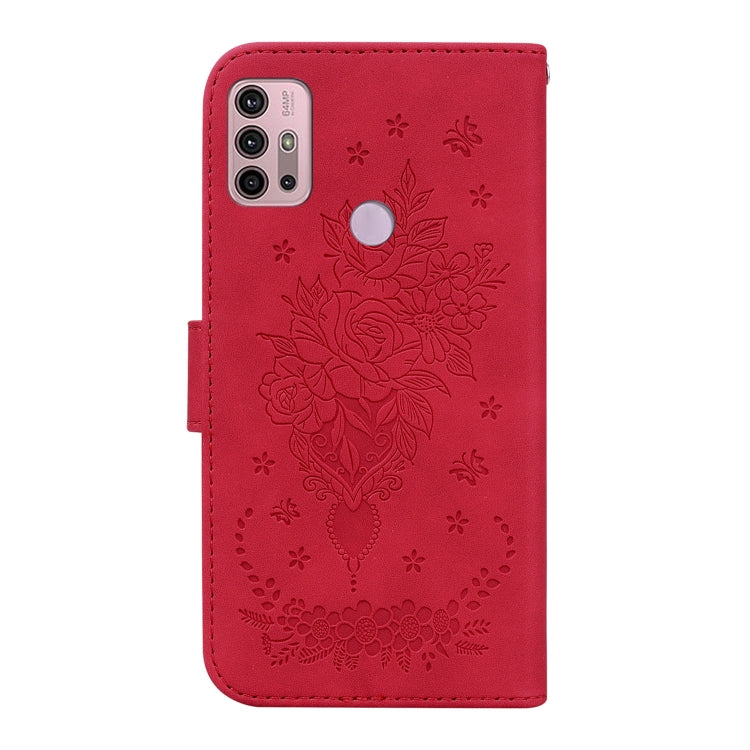 For Motorola Moto G31 / G41 Butterfly Rose Embossed Leather Phone Case