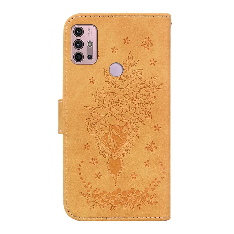 For Motorola Moto G31 / G41 Butterfly Rose Embossed Leather Phone Case