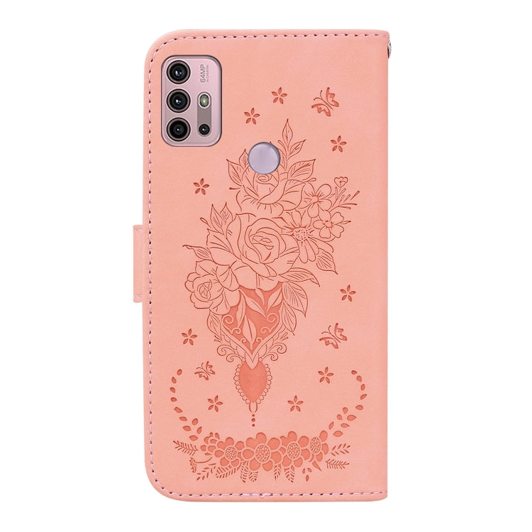 For Motorola Moto G31 / G41 Butterfly Rose Embossed Leather Phone Case