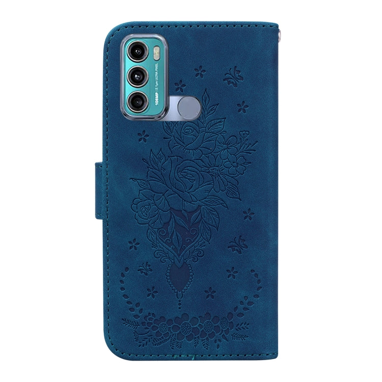 For Motorola Moto G60 / G40 Fusion Butterfly Rose Embossed Leather Phone Case