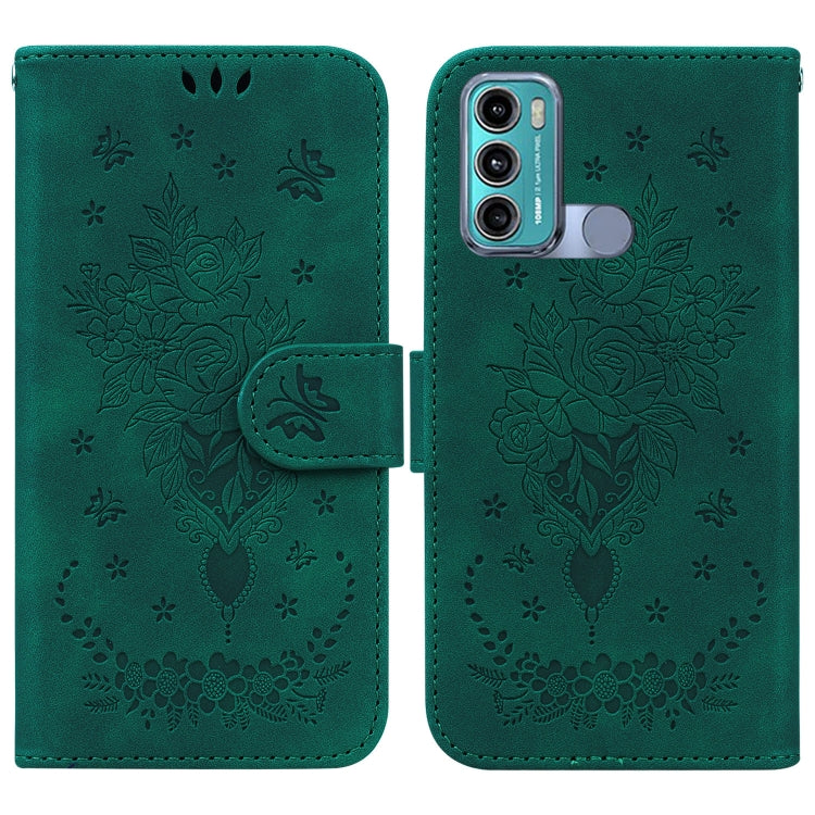 For Motorola Moto G60 / G40 Fusion Butterfly Rose Embossed Leather Phone Case