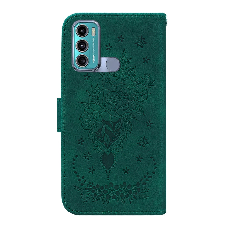 For Motorola Moto G60 / G40 Fusion Butterfly Rose Embossed Leather Phone Case