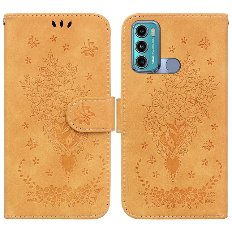 For Motorola Moto G60 / G40 Fusion Butterfly Rose Embossed Leather Phone Case