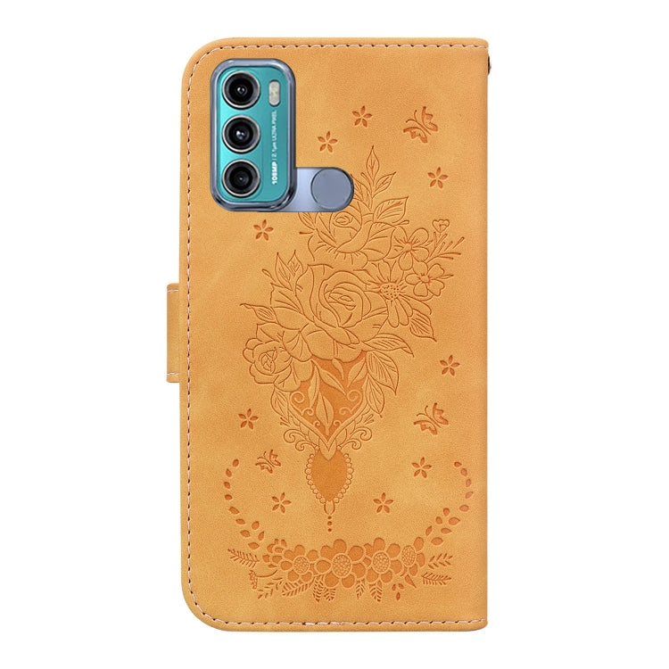 For Motorola Moto G60 / G40 Fusion Butterfly Rose Embossed Leather Phone Case