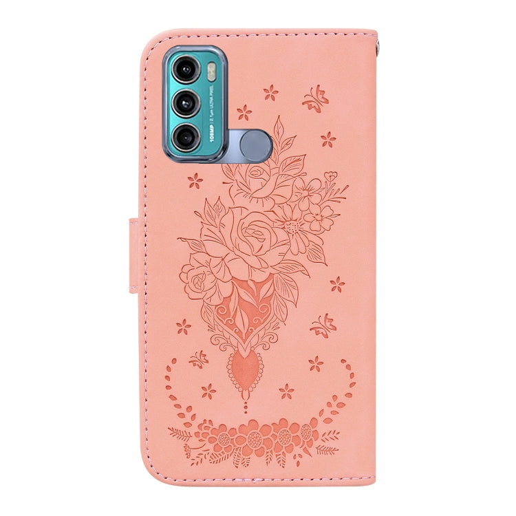 For Motorola Moto G60 / G40 Fusion Butterfly Rose Embossed Leather Phone Case