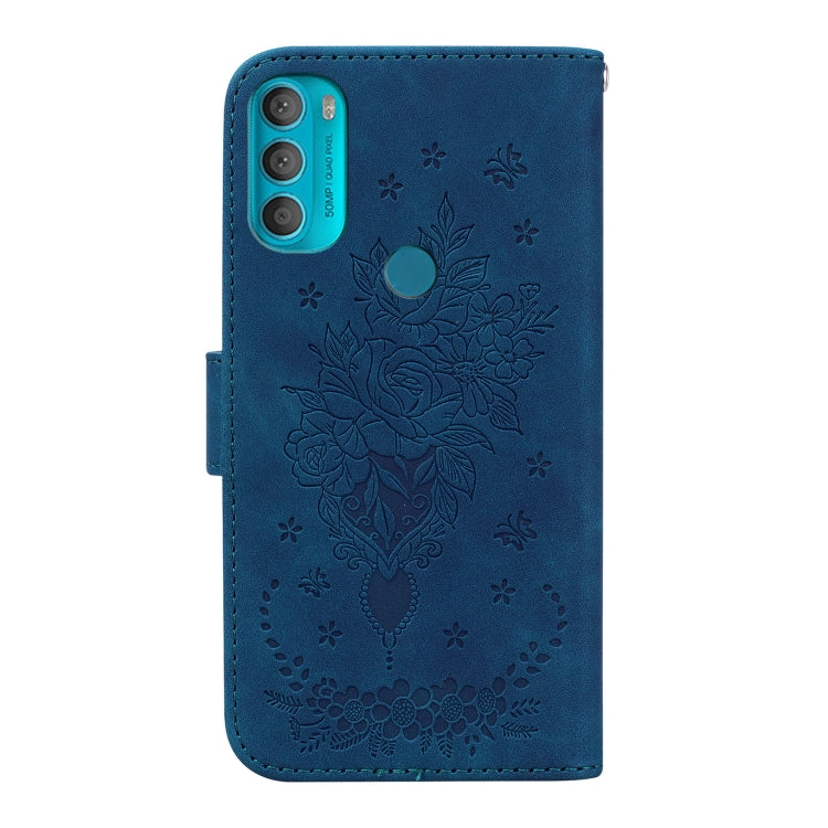 For Motorola Moto G71 Butterfly Rose Embossed Leather Phone Case