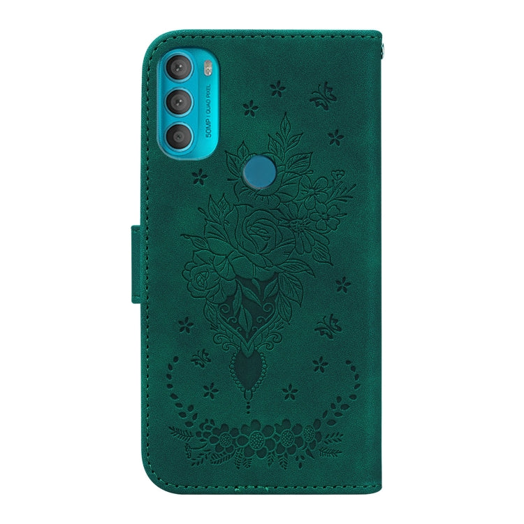 For Motorola Moto G71 Butterfly Rose Embossed Leather Phone Case