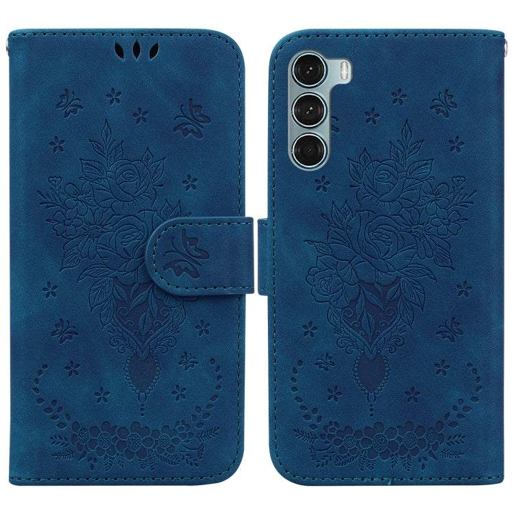 For Motorola Moto G200 5G / Edge S30 Butterfly Rose Embossed Leather Phone Case
