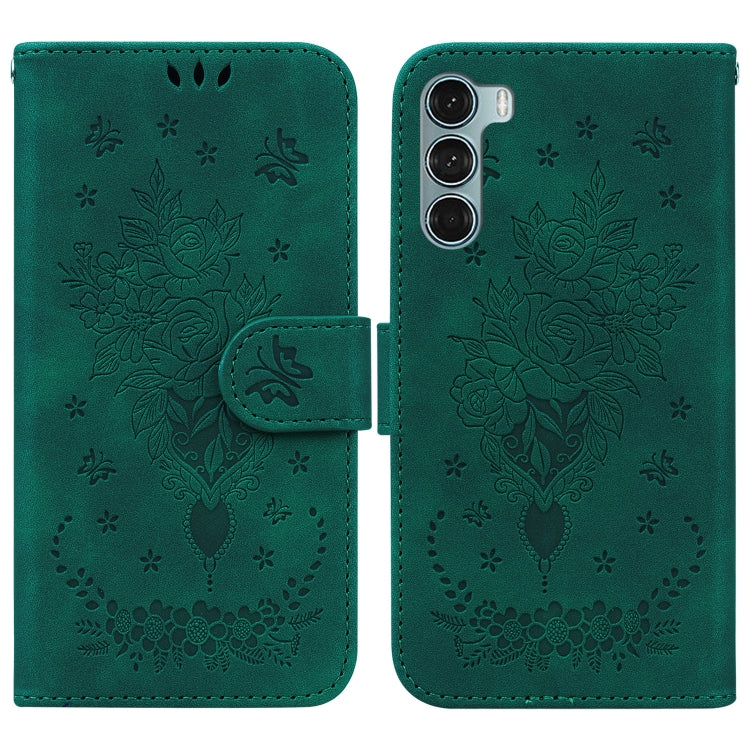 For Motorola Moto G200 5G / Edge S30 Butterfly Rose Embossed Leather Phone Case