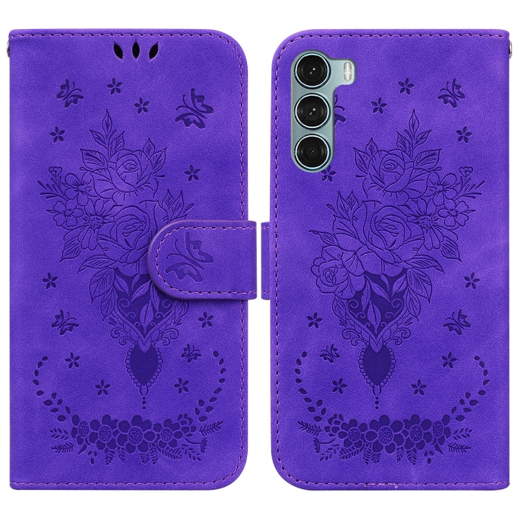 For Motorola Moto G200 5G / Edge S30 Butterfly Rose Embossed Leather Phone Case