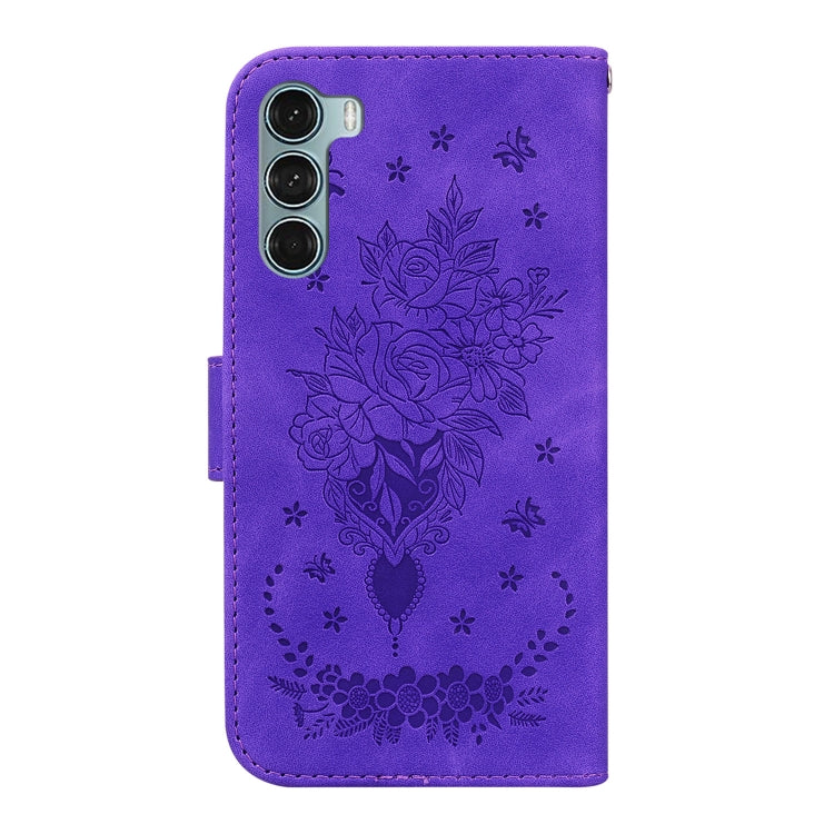 For Motorola Moto G200 5G / Edge S30 Butterfly Rose Embossed Leather Phone Case