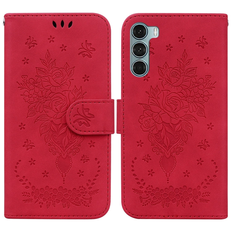 For Motorola Moto G200 5G / Edge S30 Butterfly Rose Embossed Leather Phone Case