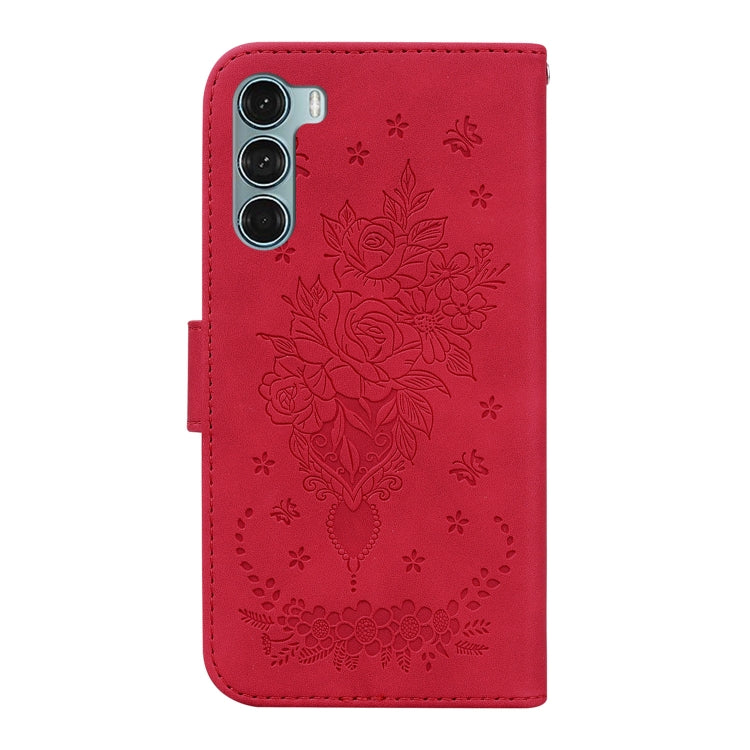 For Motorola Moto G200 5G / Edge S30 Butterfly Rose Embossed Leather Phone Case