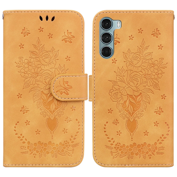 For Motorola Moto G200 5G / Edge S30 Butterfly Rose Embossed Leather Phone Case