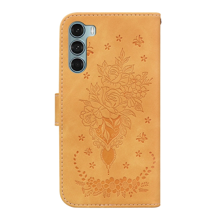 For Motorola Moto G200 5G / Edge S30 Butterfly Rose Embossed Leather Phone Case