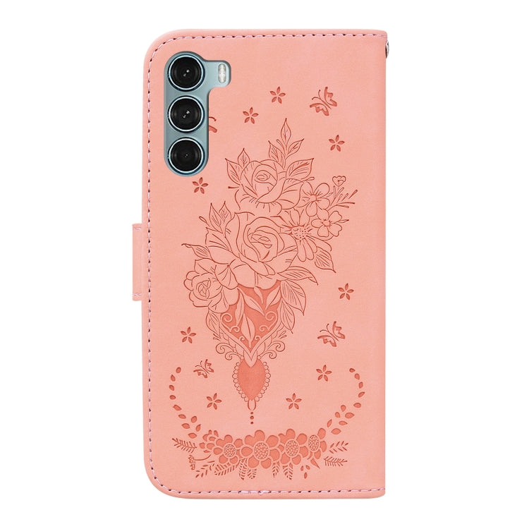 For Motorola Moto G200 5G / Edge S30 Butterfly Rose Embossed Leather Phone Case
