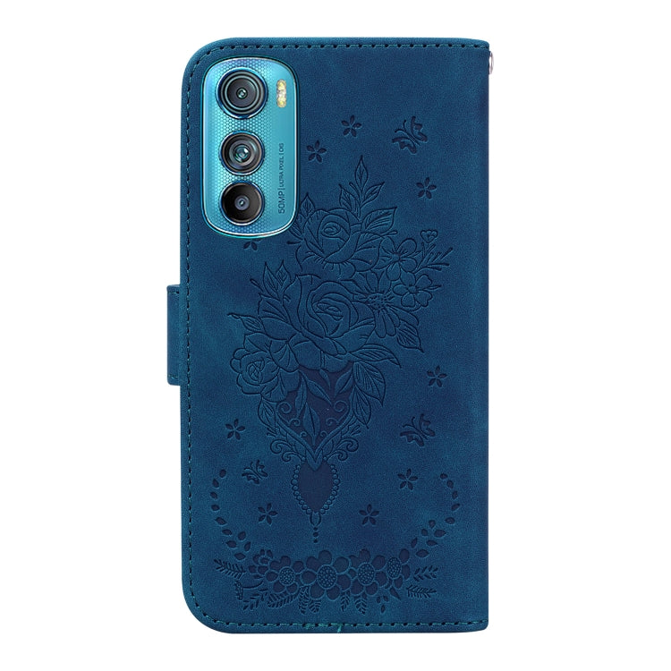 For Motorola Edge 30 Butterfly Rose Embossed Leather Phone Case