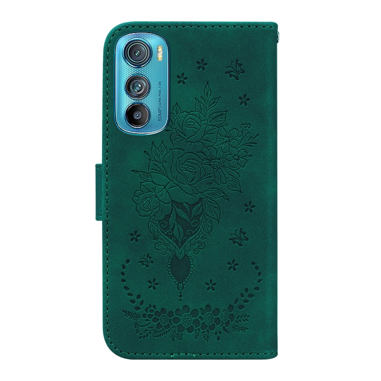 For Motorola Edge 30 Butterfly Rose Embossed Leather Phone Case