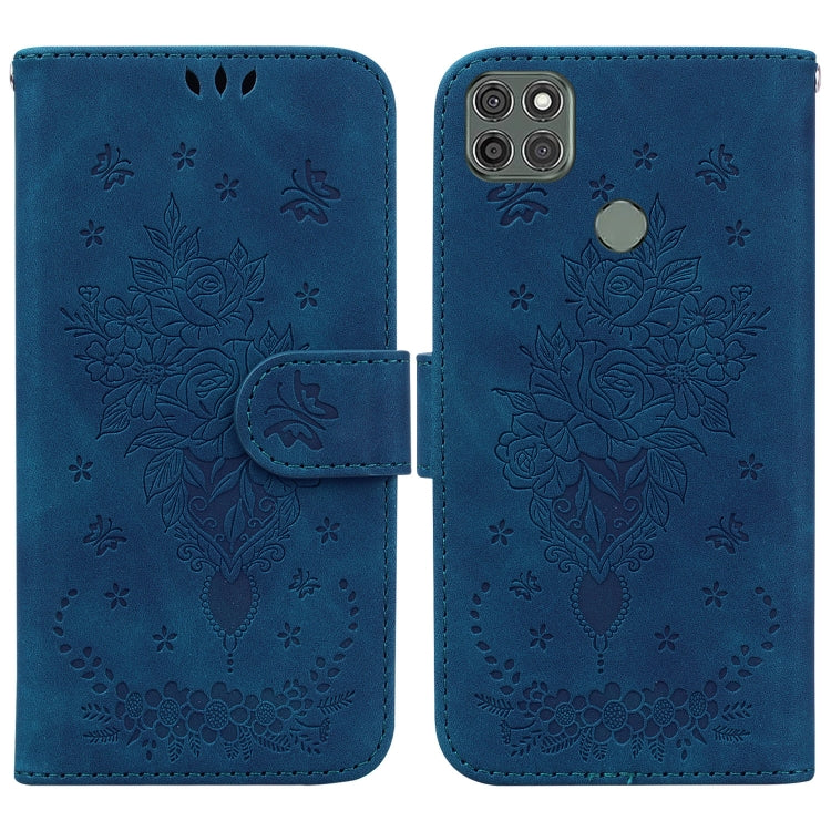 For Motorola Moto G9 Power Butterfly Rose Embossed Leather Phone Case