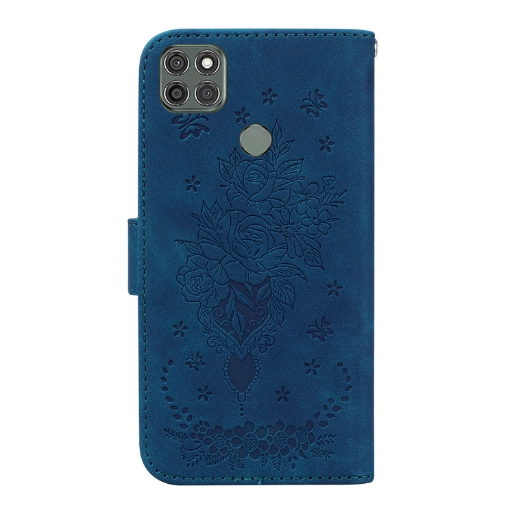 For Motorola Moto G9 Power Butterfly Rose Embossed Leather Phone Case