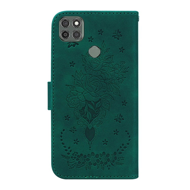 For Motorola Moto G9 Power Butterfly Rose Embossed Leather Phone Case