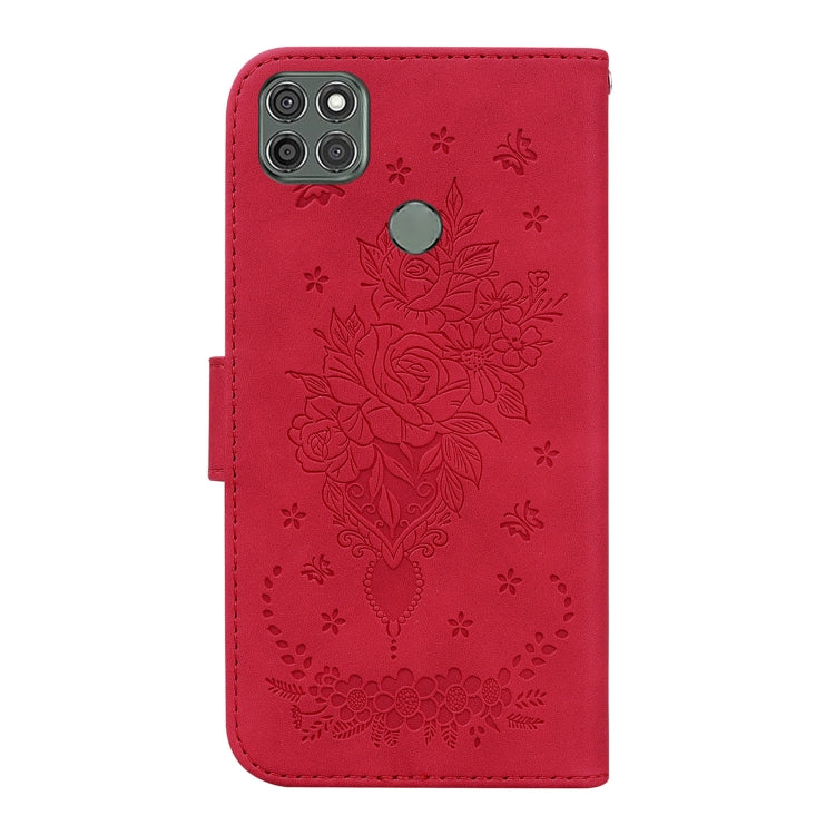 For Motorola Moto G9 Power Butterfly Rose Embossed Leather Phone Case