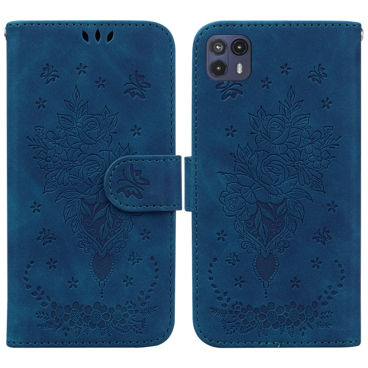 For Motorola Moto G50 5G Butterfly Rose Embossed Leather Phone Case