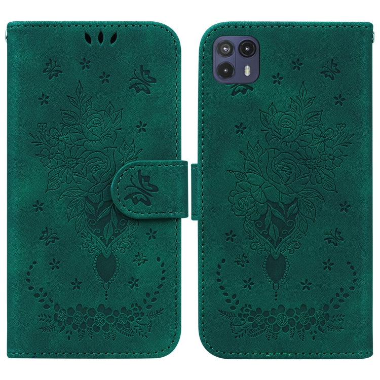 For Motorola Moto G50 5G Butterfly Rose Embossed Leather Phone Case