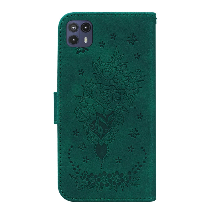 For Motorola Moto G50 5G Butterfly Rose Embossed Leather Phone Case