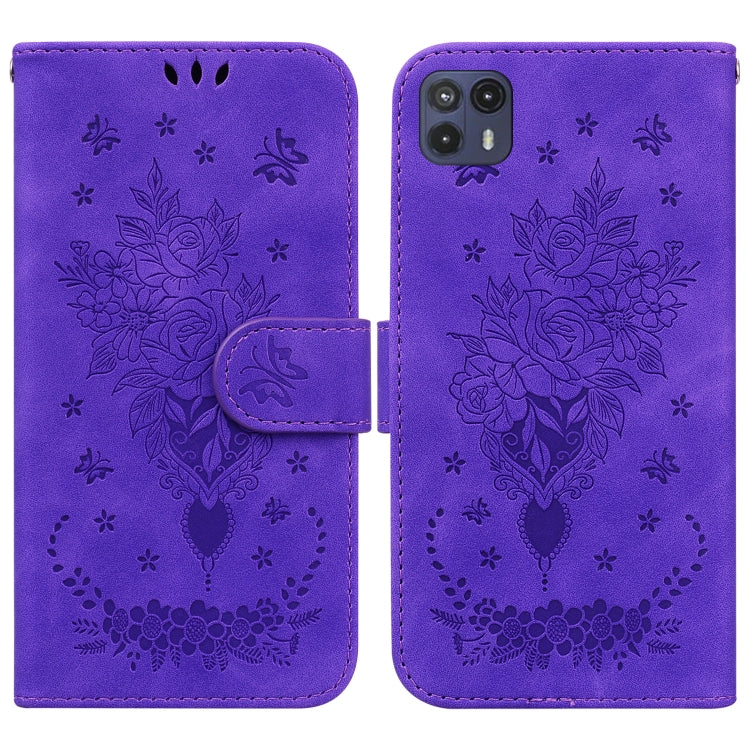 For Motorola Moto G50 5G Butterfly Rose Embossed Leather Phone Case