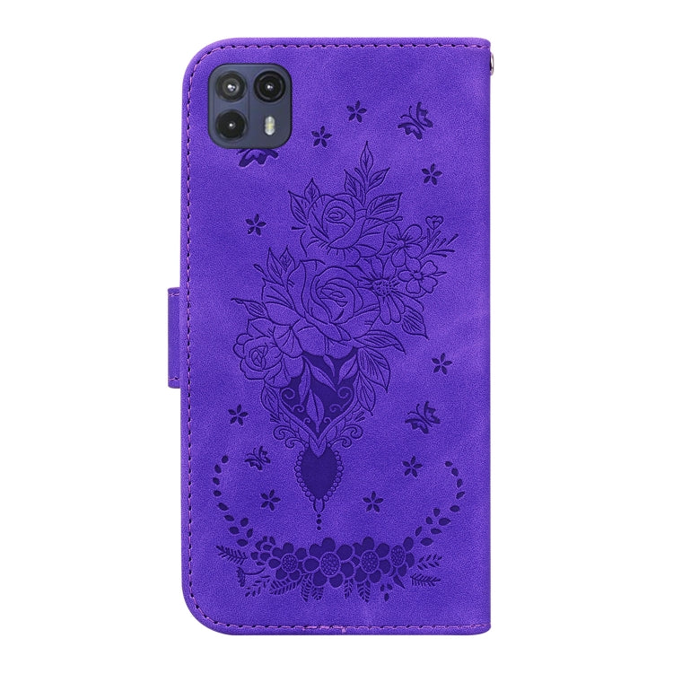 For Motorola Moto G50 5G Butterfly Rose Embossed Leather Phone Case