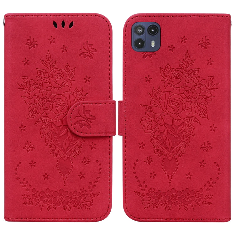 For Motorola Moto G50 5G Butterfly Rose Embossed Leather Phone Case