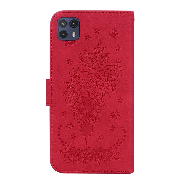 For Motorola Moto G50 5G Butterfly Rose Embossed Leather Phone Case