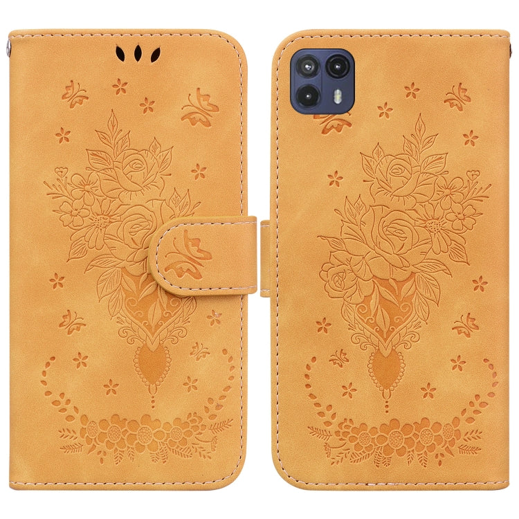 For Motorola Moto G50 5G Butterfly Rose Embossed Leather Phone Case