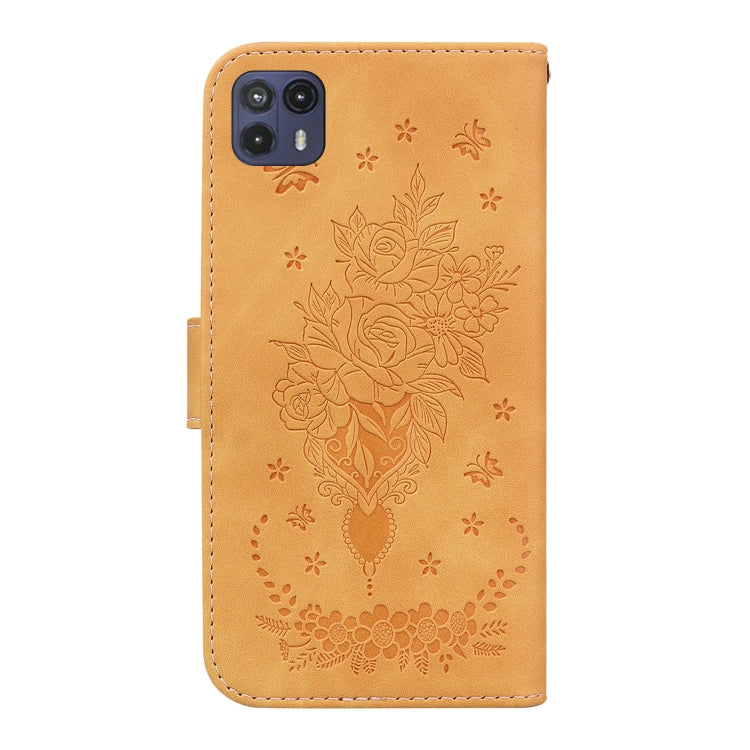 For Motorola Moto G50 5G Butterfly Rose Embossed Leather Phone Case