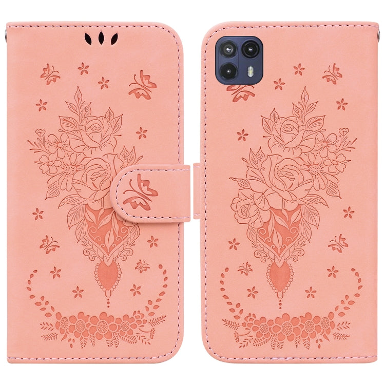 For Motorola Moto G50 5G Butterfly Rose Embossed Leather Phone Case